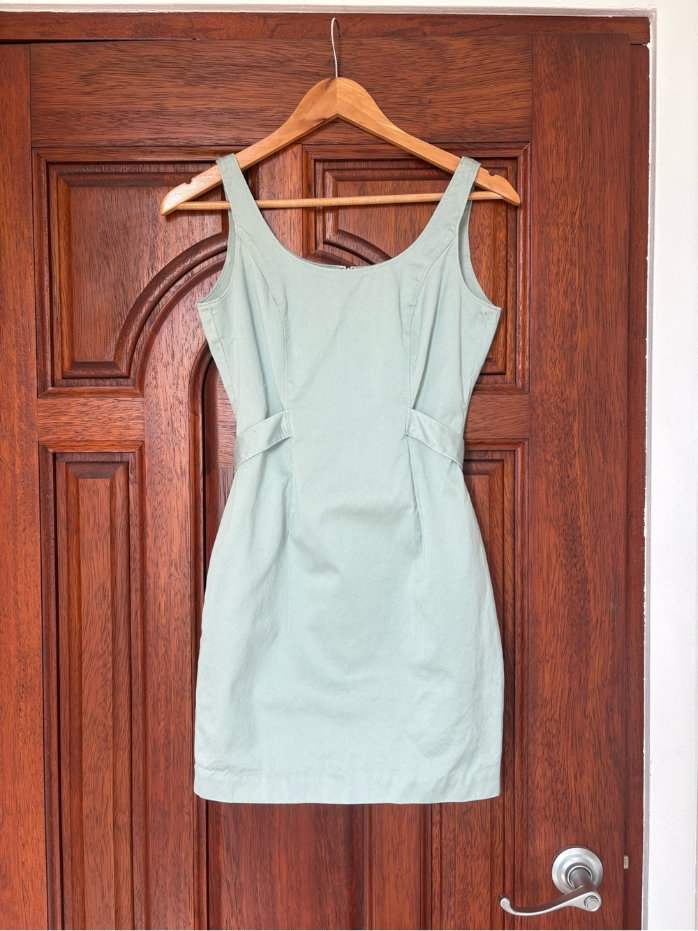 J Crew Scoop Neck Mint Sleeveless Sheath Dress with Button Belt